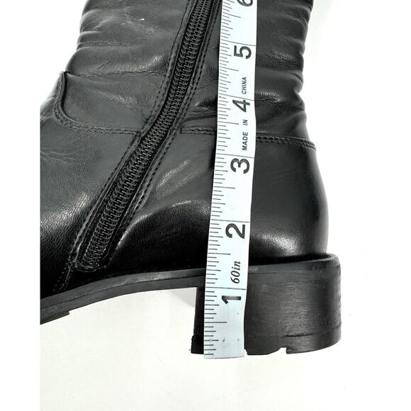 paul green boots Women 9 Black Leather High Buckles Zipper Made In Austria Moto - Picture 7 of 10